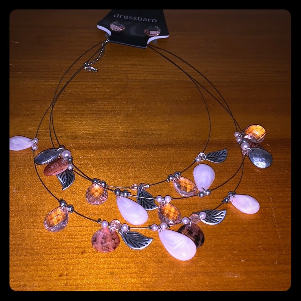 Dress barn pink Necklace and earring set